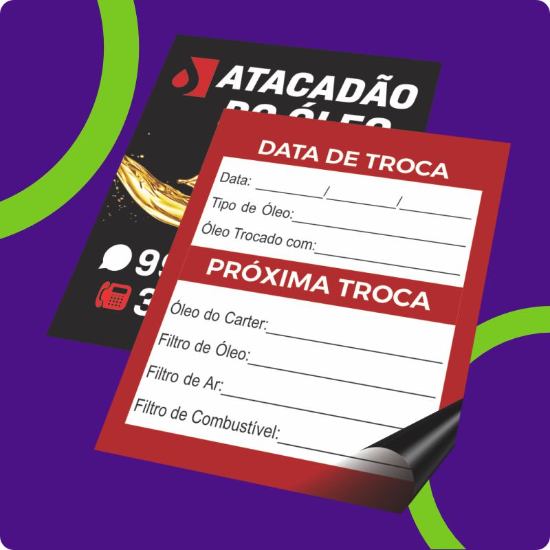 Etiqueta Troca de Oleo Dupla Face